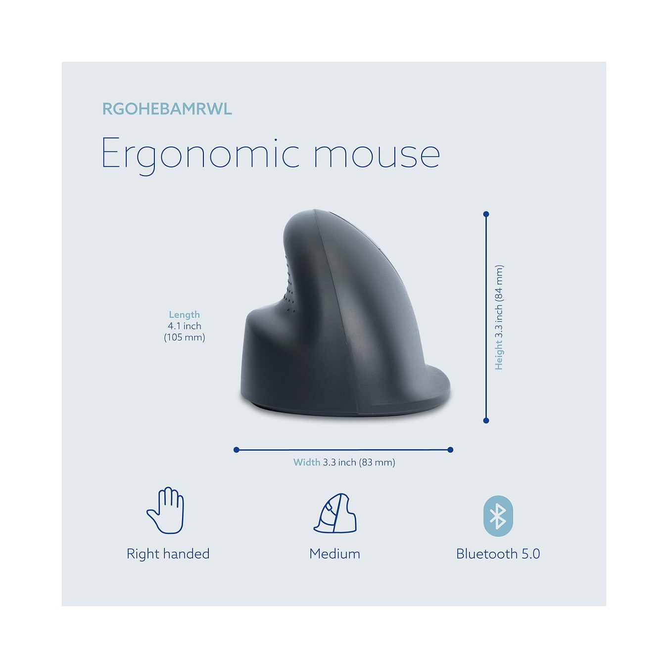 Buy R-GO HE BASIC MEDIUM ERGONOMIC MOUSE RIGHT-HANDED BLUETOOTH in Cyprus, Nicosia, Limassol, Larnaka, Pafos