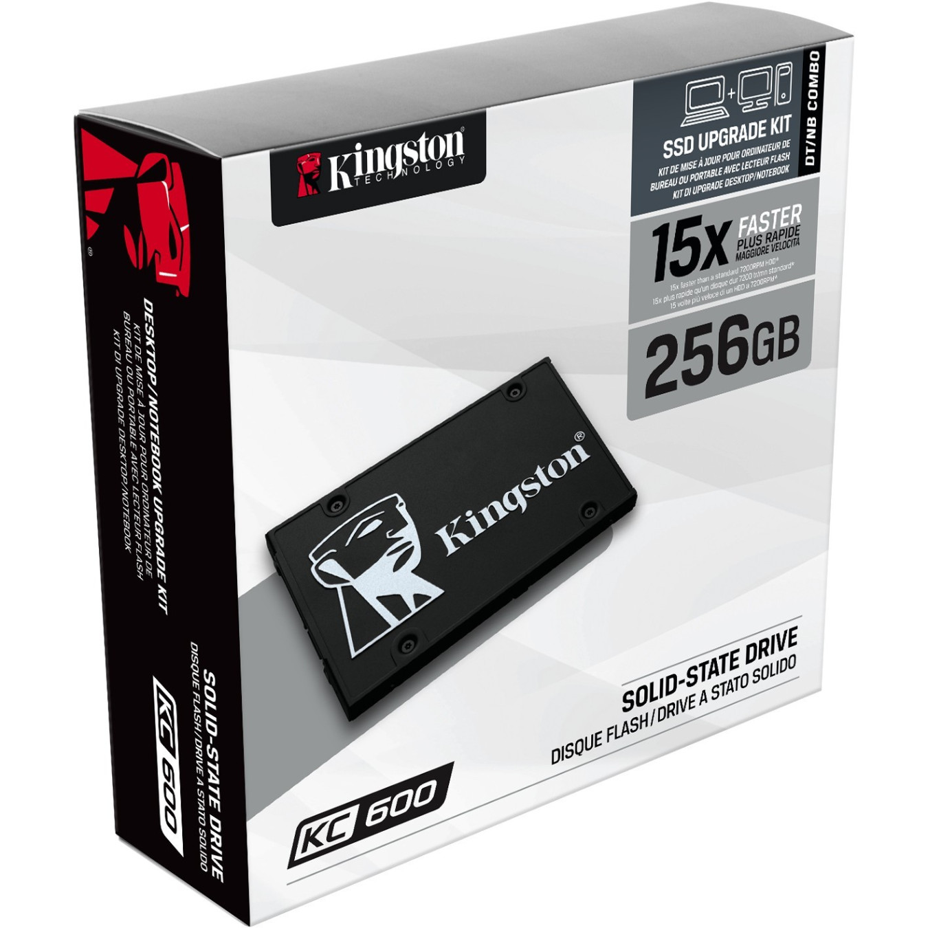 Kingston KC600 - 256GB 2.5" SATA III SSD - 3D TLC, 550MB/s Read, AES-256 Hardware Encryption, 7mm