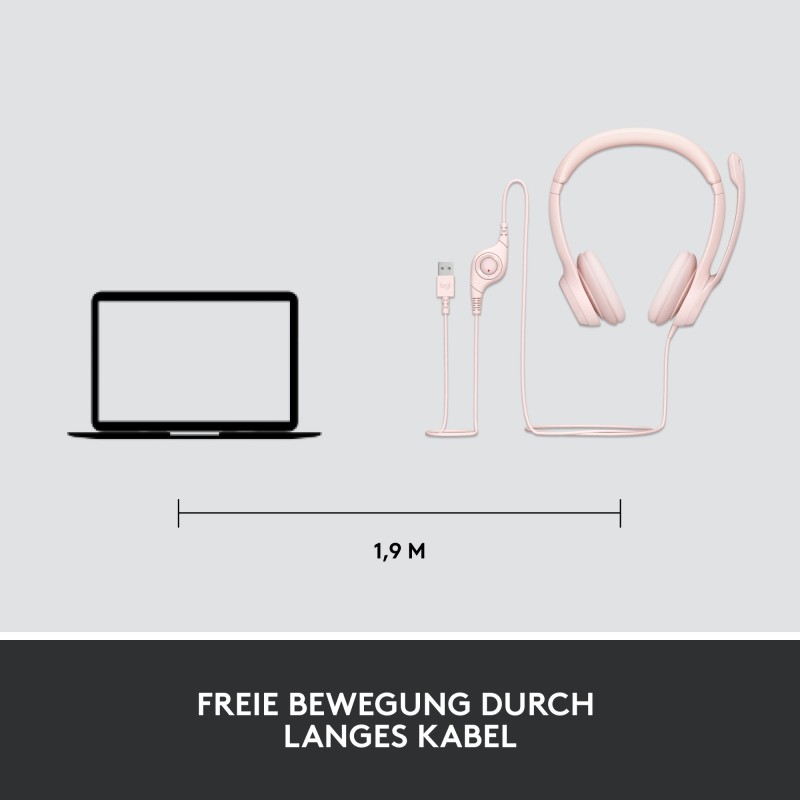Buy Logitech H390 USB-A Wired On-Ear Headset - Rose, Boom Microphone, In-line Mu... in Cyprus, Nicosia, Limassol, Larnaka, Pafos