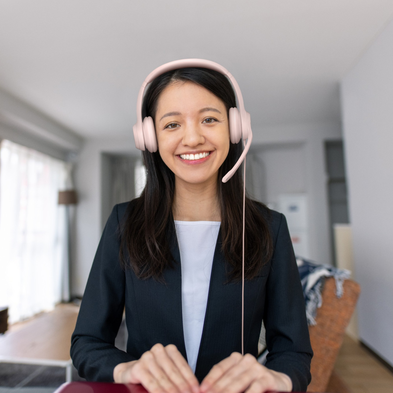Logitech H390 USB-A Wired On-Ear Headset - Rose, Boom Microphone, In-line Mute & Rotary Volume, 1.9m Cable