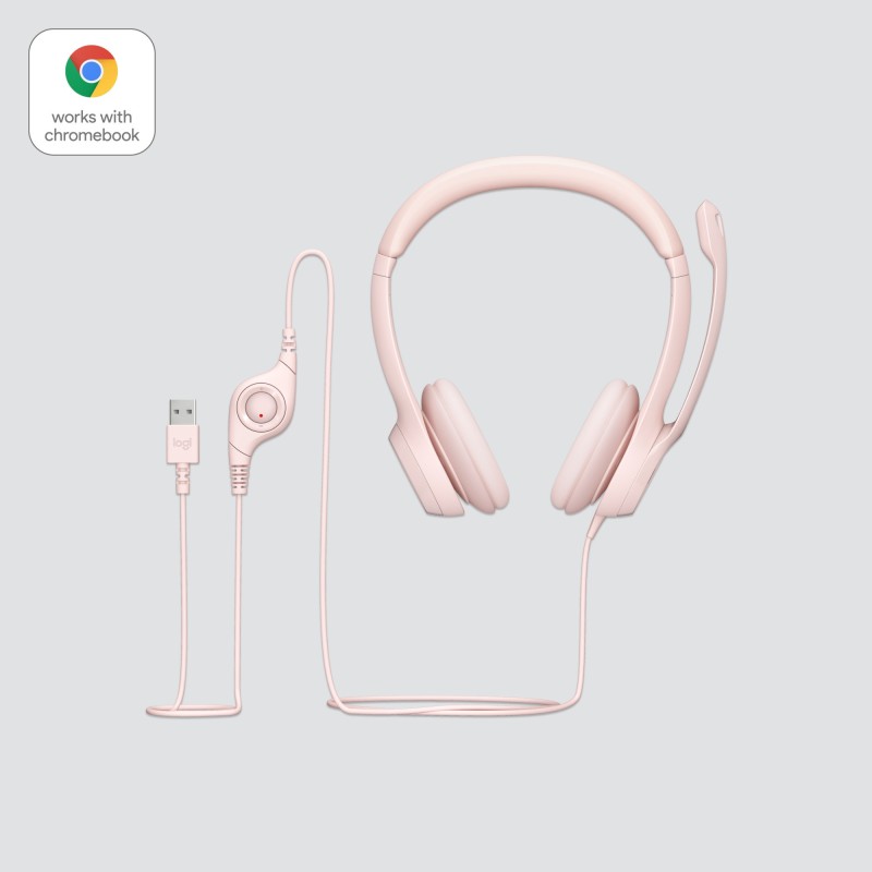 Buy Logitech H390 USB-A Wired On-Ear Headset - Rose, Boom Microphone, In-line Mu... in Cyprus, Nicosia, Limassol, Larnaka, Pafos