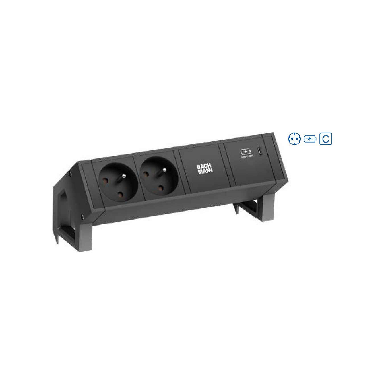 Buy BACHMANN , DESK2 2xCEE7 3 1xUSB C 60W 1xCM 0,2m GST18 RAL9005 in Cyprus, Nicosia, Limassol, Larnaka, Pafos