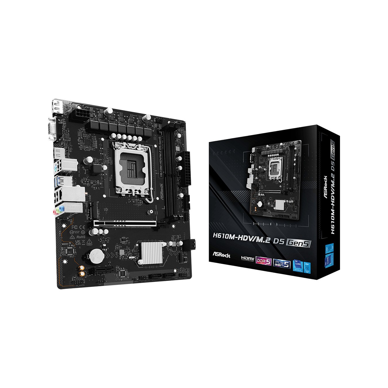 Buy ASROCK H610M-HDV M.2 D5 GEN5 S1700 mATX Intel H610 2xDDR5 retail in Cyprus, Nicosia, Limassol, Larnaka, Pafos