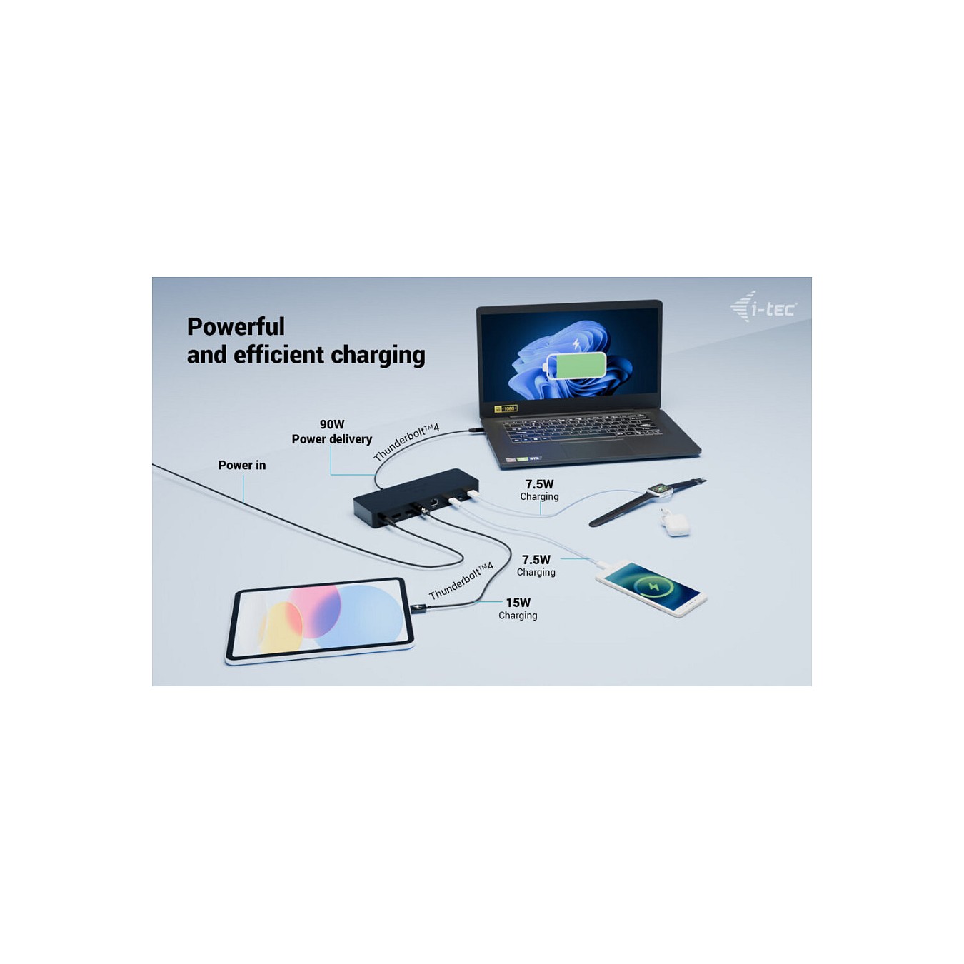 Buy D I-TEC Thunderbolt 4 Intelligent Dual Display DS 1x TB4 2x DP 1x GLAN 1x USB-C Gen2 3x USB-A Gen2 1x USB 2.0 1x Audi... in 
