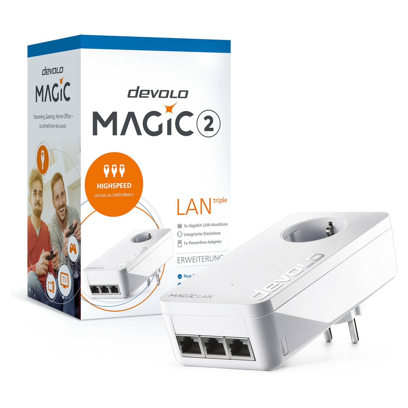 Buy devolo Magic 2 LAN triple Powerline Adapter Powerline bis zu 2.400 Mbit s, 3x Gigabit LAN in Cyprus, Nicosia, Limassol, Larn