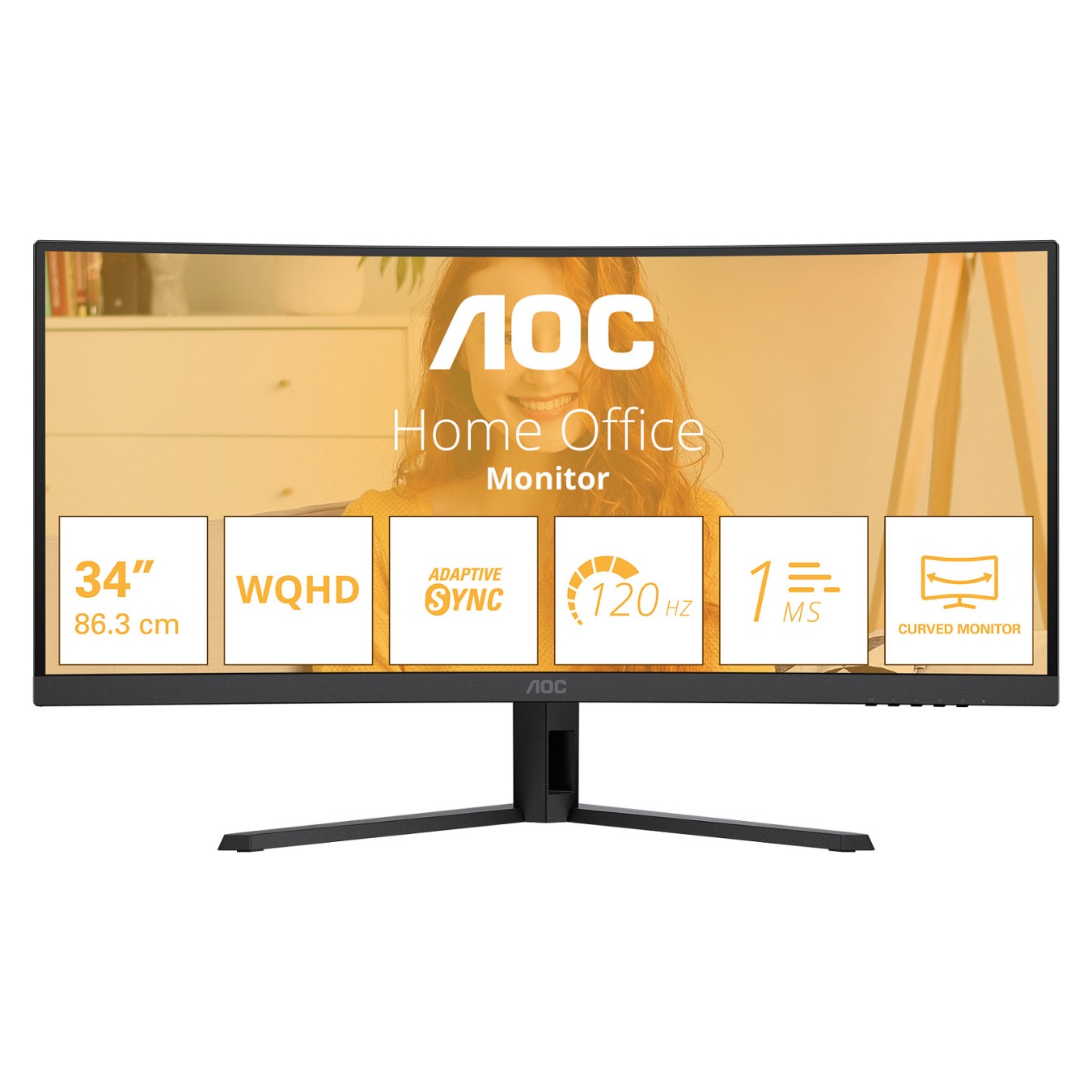 Buy AOC 86,3cm (34') CU34B3E 21:09 HDMI+DP Curved black in Cyprus, Nicosia, Limassol, Larnaka, Pafos