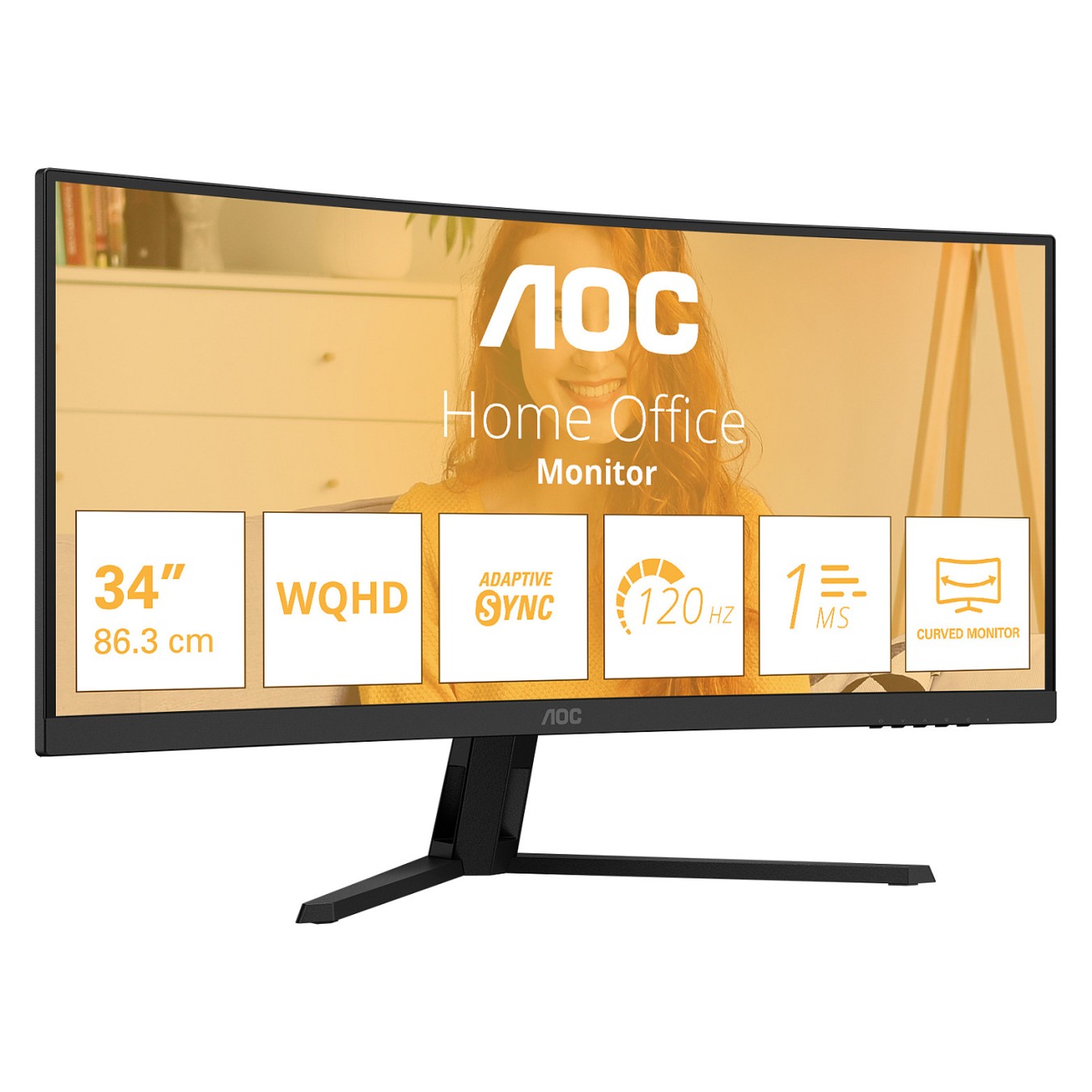 Buy AOC 86,3cm (34') CU34B3E 21:09 HDMI+DP Curved black in Cyprus, Nicosia, Limassol, Larnaka, Pafos