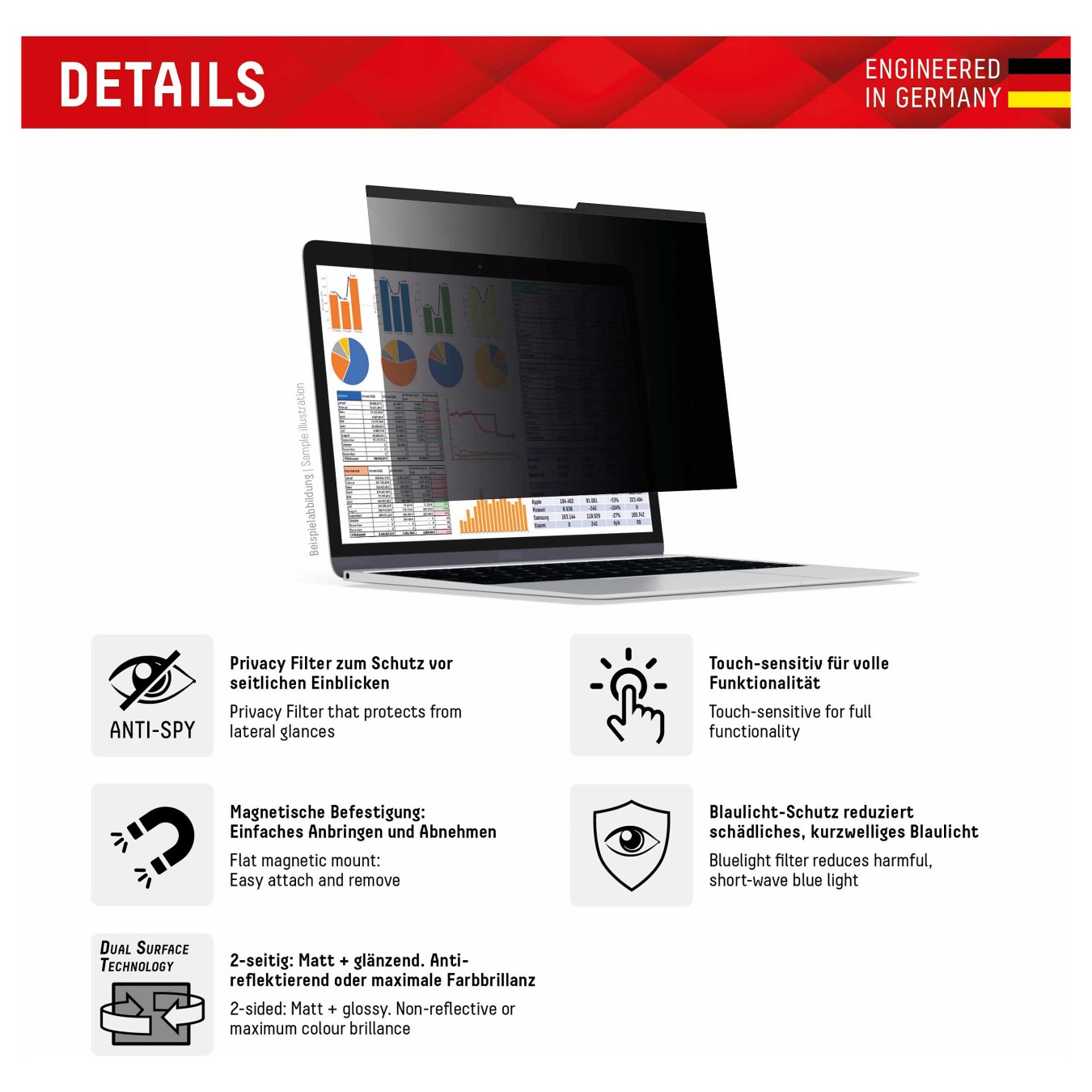 Buy DISPLEX Privacy Safe Blickschutzfilter für MacBook Air 13.6'. Anti-Reflex. Bluelight-Filter. Magnetische Befestigung in Cypr