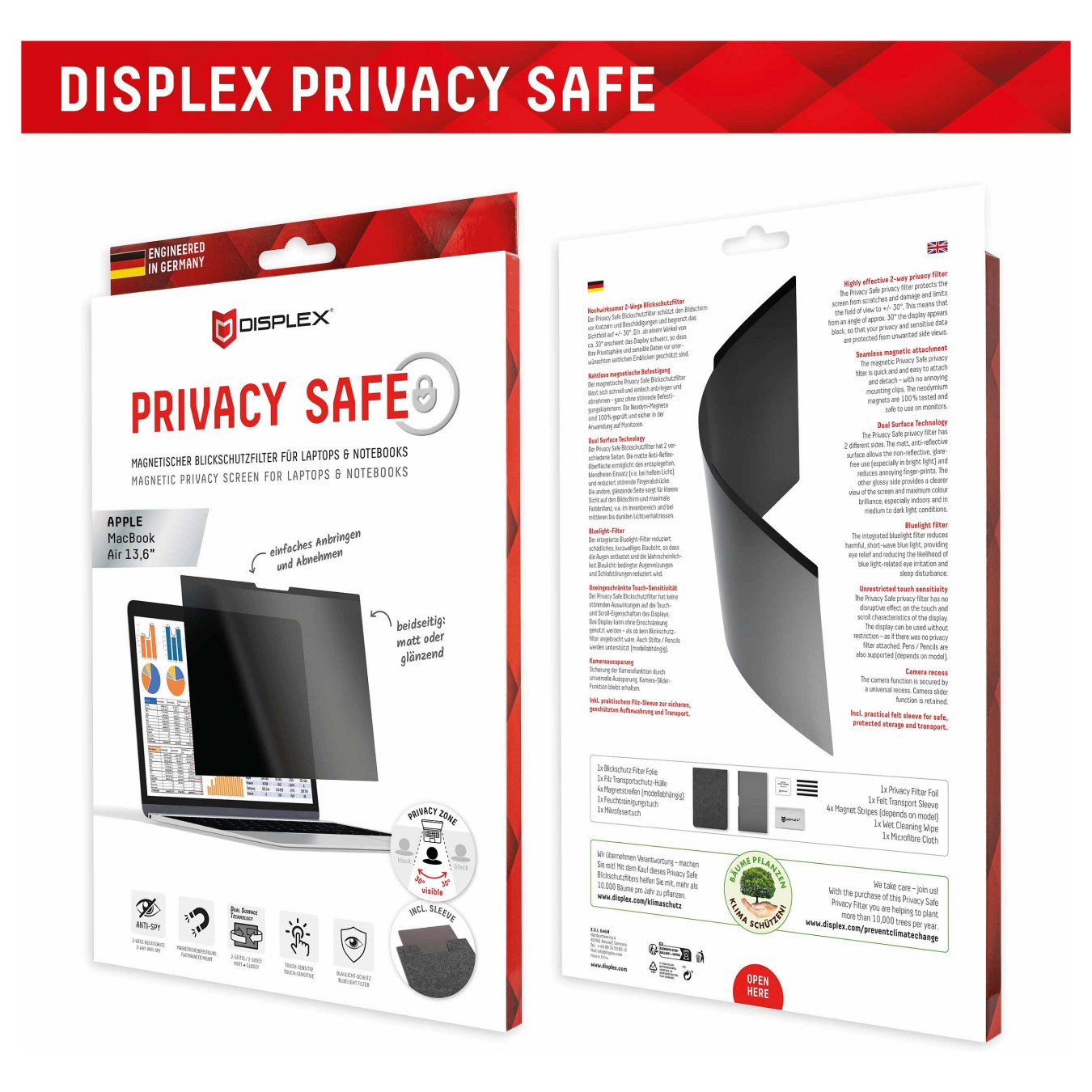 Buy DISPLEX Privacy Safe Blickschutzfilter für MacBook Air 13.6'. Anti-Reflex. Bluelight-Filter. Magnetische Befestigung in Cypr