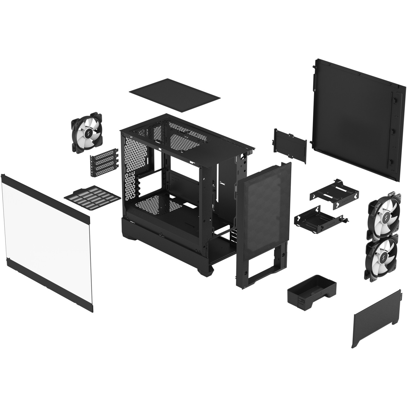 Fractal Design Pop Mini Air - Mini Tower PC Case - Black, Tempered Glass, microATX/Mini-ITX, RGB Fans