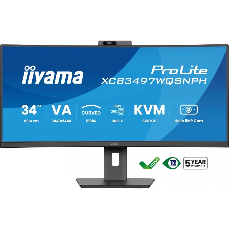 Buy iiyama ProLite XCB3497WQSNPH - 34" (86.4cm) Curved UWQHD 21:9 VA Monitor, 12... in Cyprus, Nicosia, Limassol, Larnaka, Pafos