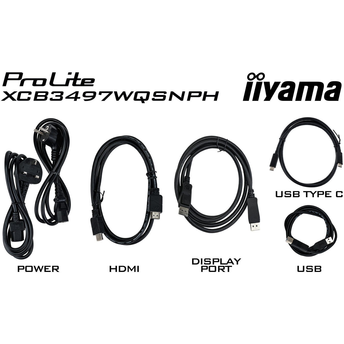 iiyama ProLite XCB3497WQSNPH - 34" (86.4cm) Curved UWQHD 21:9 VA Monitor, 120Hz, USB-C Dock, Windows Hello Camera, Black
