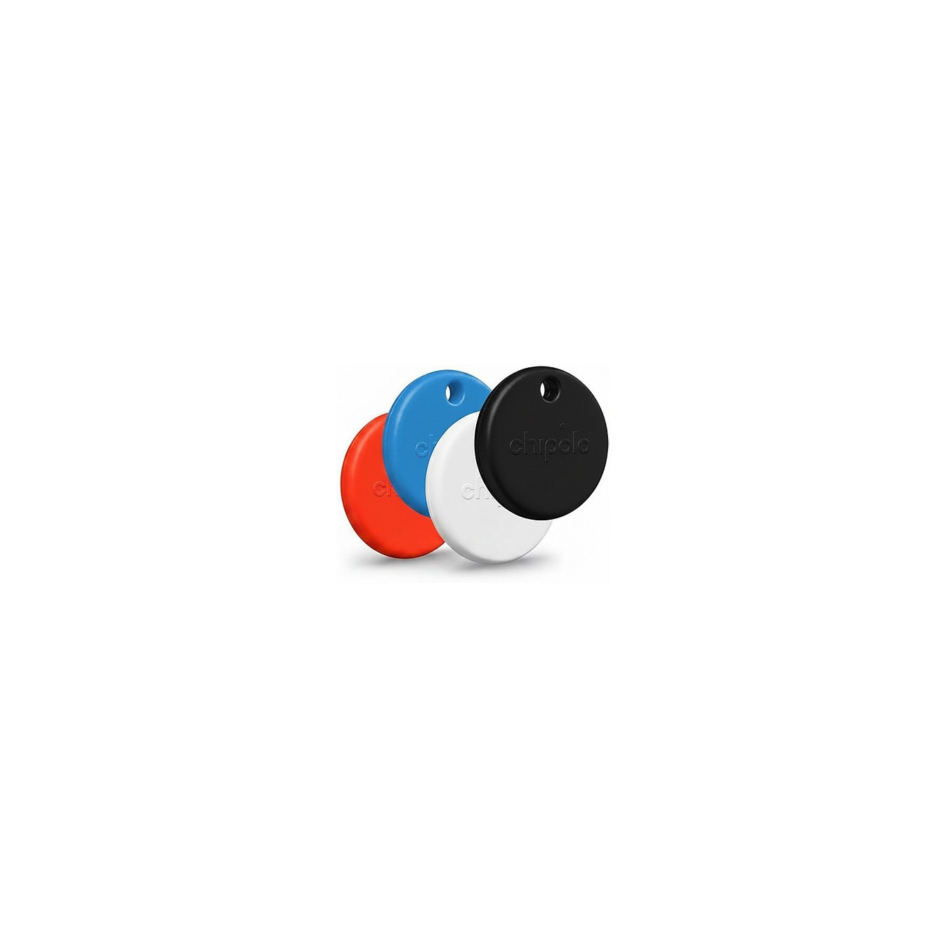 Buy Chipolo POP 4 Pack - Tracking tag compatible with Apple Find My on iPhone (Black, Red, White, Blue) in Cyprus, Nicosia, Lima