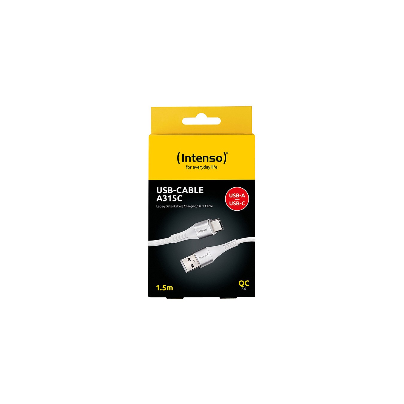 Buy Intenso USB-Kabel A315C Nylon 1,5m weiß, USB-A und USB-C Anschluss, unterstützt Schnelladen (PD) bis 60W in Cyprus, Nicosia,