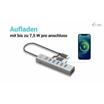 i-tec USB-C 7-Port Charging Hub - USB 3.2 Gen 1 5Gbps - Grey, 0.3m Cable — Buy in Cyprus with Fast Delivery