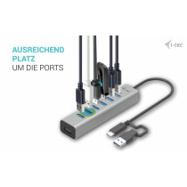 i-tec USB-C 7-Port Charging Hub - USB 3.2 Gen 1 5Gbps - Grey, 0.3m Cable — Buy in Cyprus with Fast Delivery