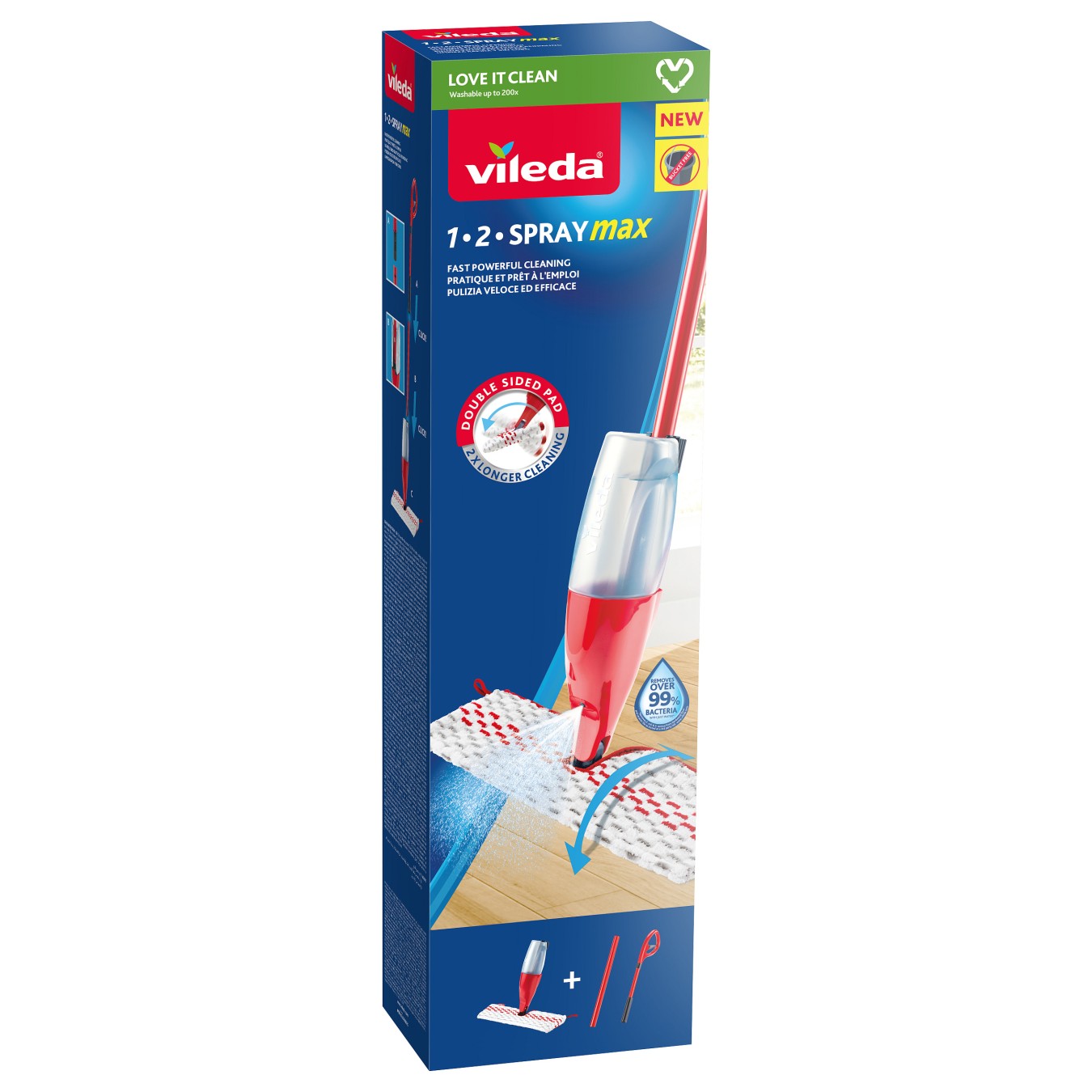 Buy 1.2 Spray Max - Mikrofaser - Kunststoff - Laminat - Holz - Trocken&Nass - Rot - Weiß - Box - 1 Stück(e) in Cyprus, Nicosia, 