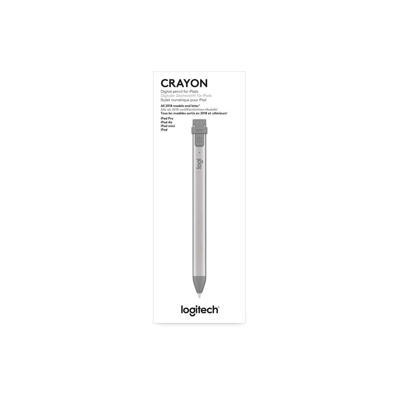 Logitech Crayon Digital Pencil - Grey - Compatible with iPad Pro 12.9/11, iPad (7th/6th), iPad Air & iPad mini