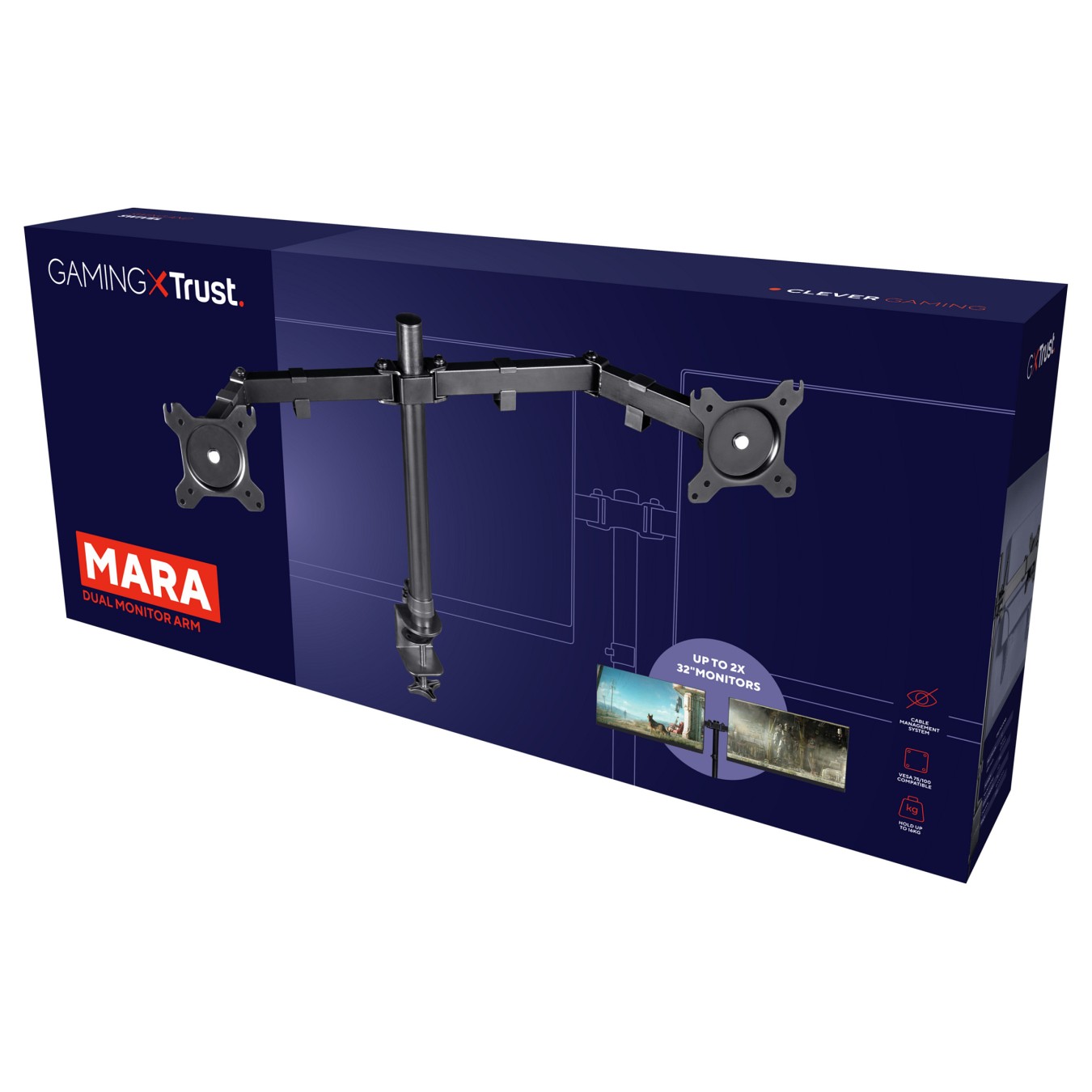 Buy Trust GXT 1120 Mara - Dual Monitor Arm in Cyprus, Nicosia, Limassol, Larnaka, Pafos