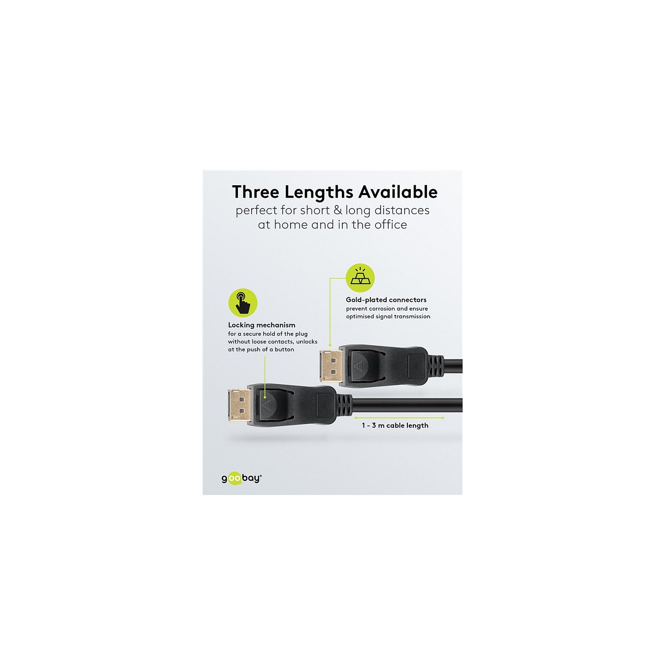 Buy Goobay 1m DisplayPortTM-Kabel 1.4, zertifiziert, 32,4 Gbit s in Cyprus, Nicosia, Limassol, Larnaka, Pafos