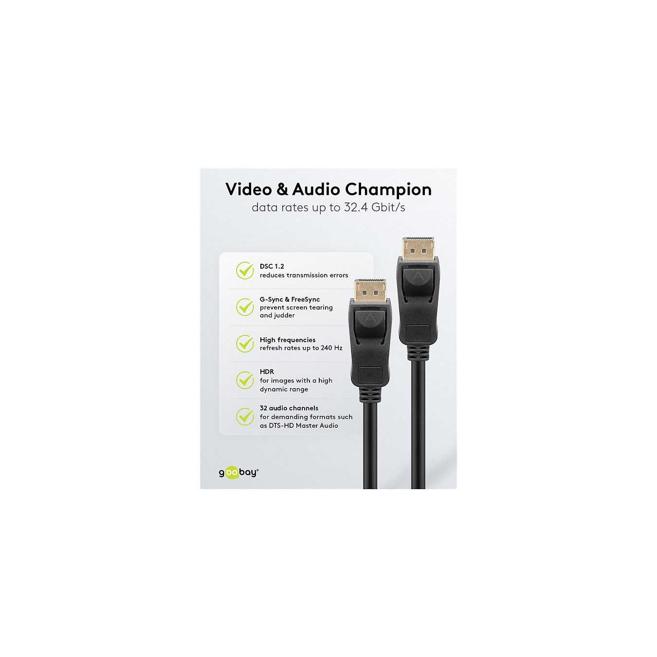 Buy Goobay 1m DisplayPortTM-Kabel 1.4, zertifiziert, 32,4 Gbit s in Cyprus, Nicosia, Limassol, Larnaka, Pafos