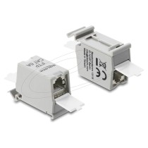 Buy Delock RJ45 Kupplung Cat.6A Buchse zu Buchse mit Staubschutzklappe für Hutschienen Montage geschirmt grau weiß in Cyprus, Ni