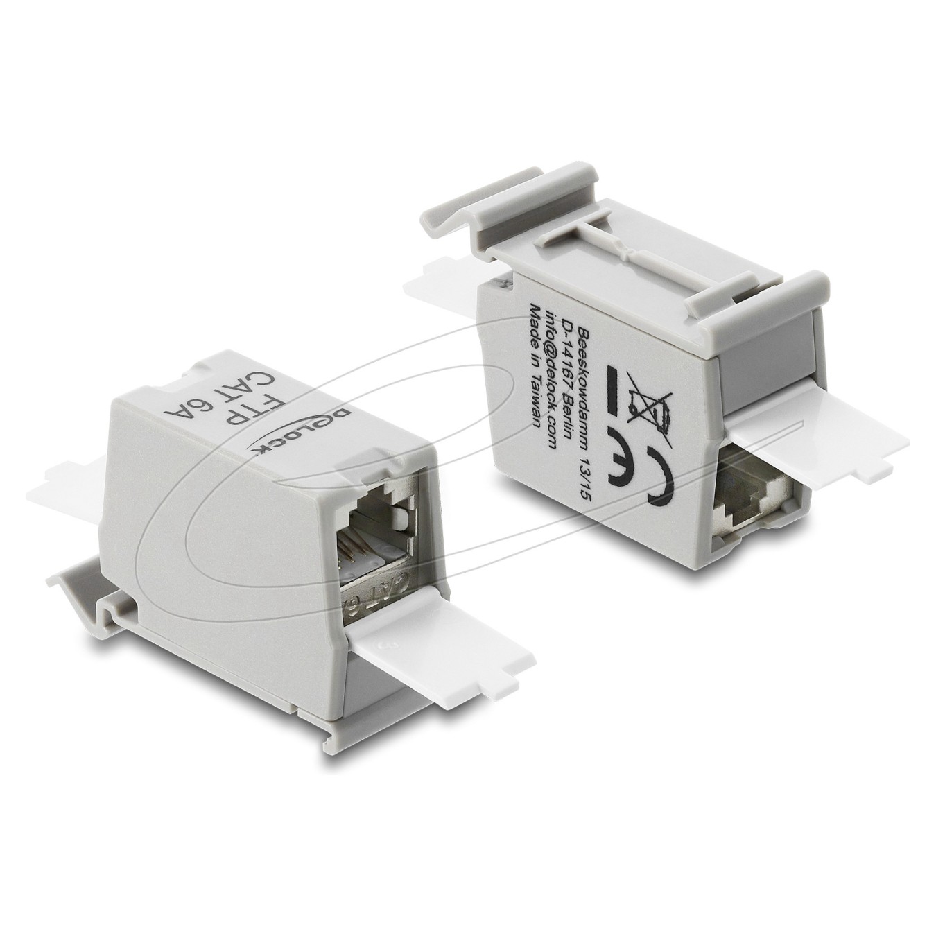 Buy Delock RJ45 Kupplung Cat.6A Buchse zu Buchse mit Staubschutzklappe für Hutschienen Montage geschirmt grau weiß in Cyprus, Ni