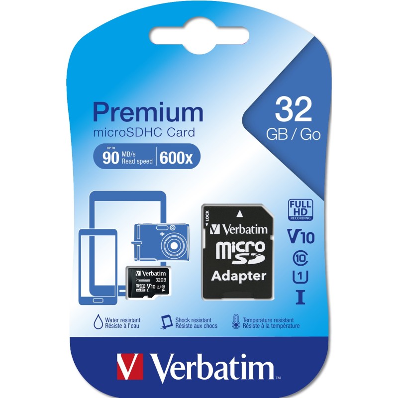 Buy Verbatim Premium microSDHC 32GB - Class 10, 10 MB/s, SD Adapter Included - B... in Cyprus, Nicosia, Limassol, Larnaka, Pafos