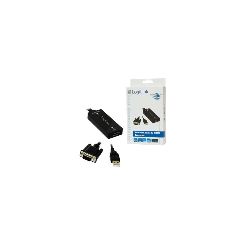 Buy LogiLink VGA + Audio to HDMI Converter - CV0060 - Black, 1080p in Cyprus, Nicosia, Limassol, Larnaka, Pafos