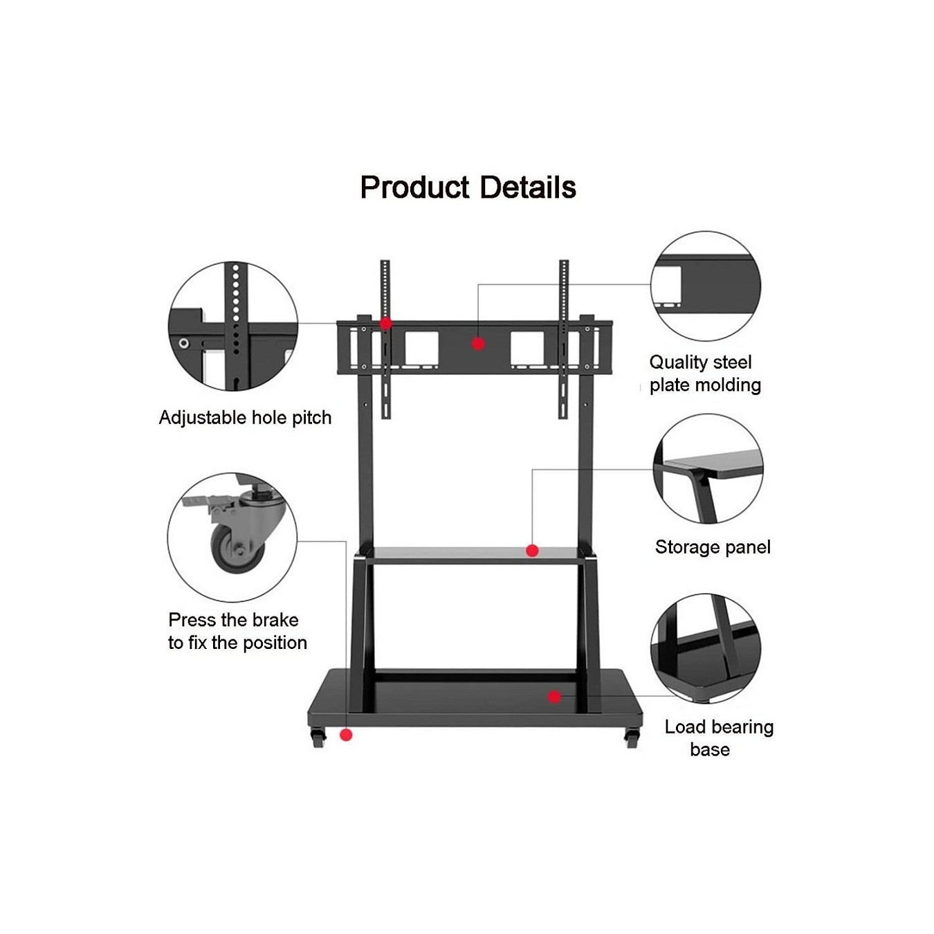 Buy Techly TV Wagen, Multifunktion, 55'-100' höhenverstellbar in Cyprus, Nicosia, Limassol, Larnaka, Pafos