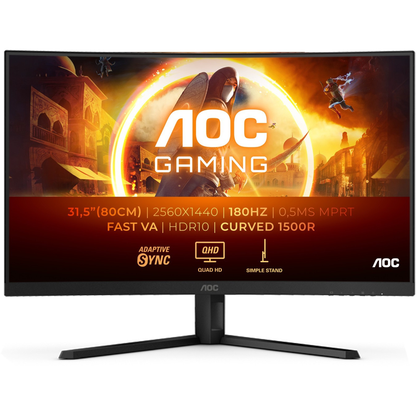 AOC CQ32G4VE – 31.5" QHD Curved Gaming Monitor 180Hz 1ms | Armenius Store