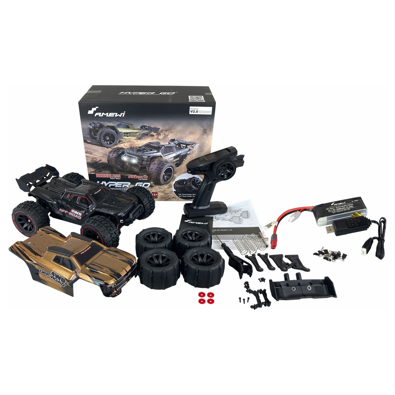 Buy AMEWI Hyper GO Truggy brushless 4WD 1:14 RTR schwarz in Cyprus, Nicosia, Limassol, Larnaka, Pafos
