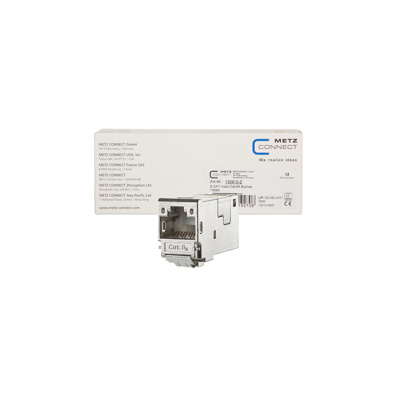 Buy METZ CONNECT E-DAT modul Cat.6A 8(8) Buchse T568A (VPE 12) in Cyprus, Nicosia, Limassol, Larnaka, Pafos