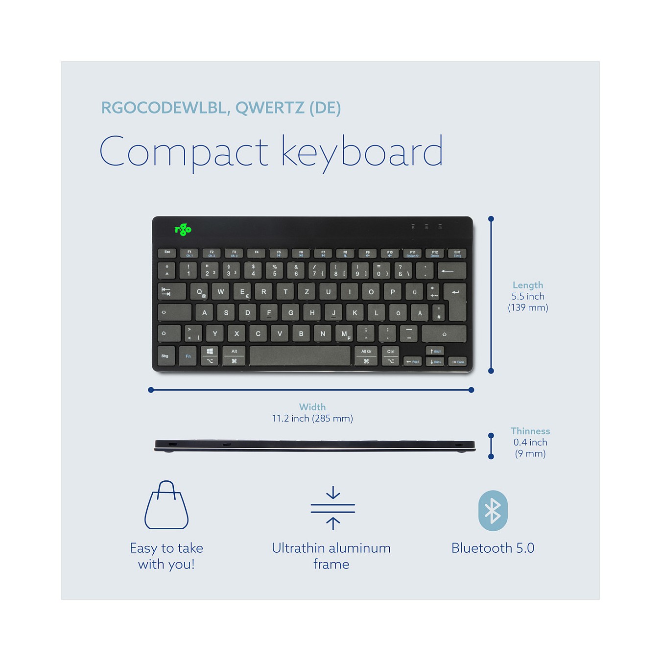Buy R-GO COMPACT BREAK ERGONOMIC KEYBOARD QWERTZ(DE)BLUETOOTH B in Cyprus, Nicosia, Limassol, Larnaka, Pafos