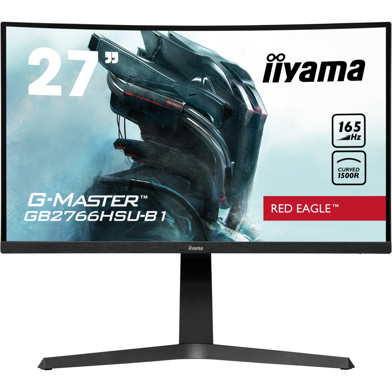 iiyama G-MASTER GB2766HSU-B1 - 27-inch Curved VA Gaming Monitor, FHD 1920x1080, 165Hz, 1ms, FreeSync Premium, 2xHDMI+DP, Black