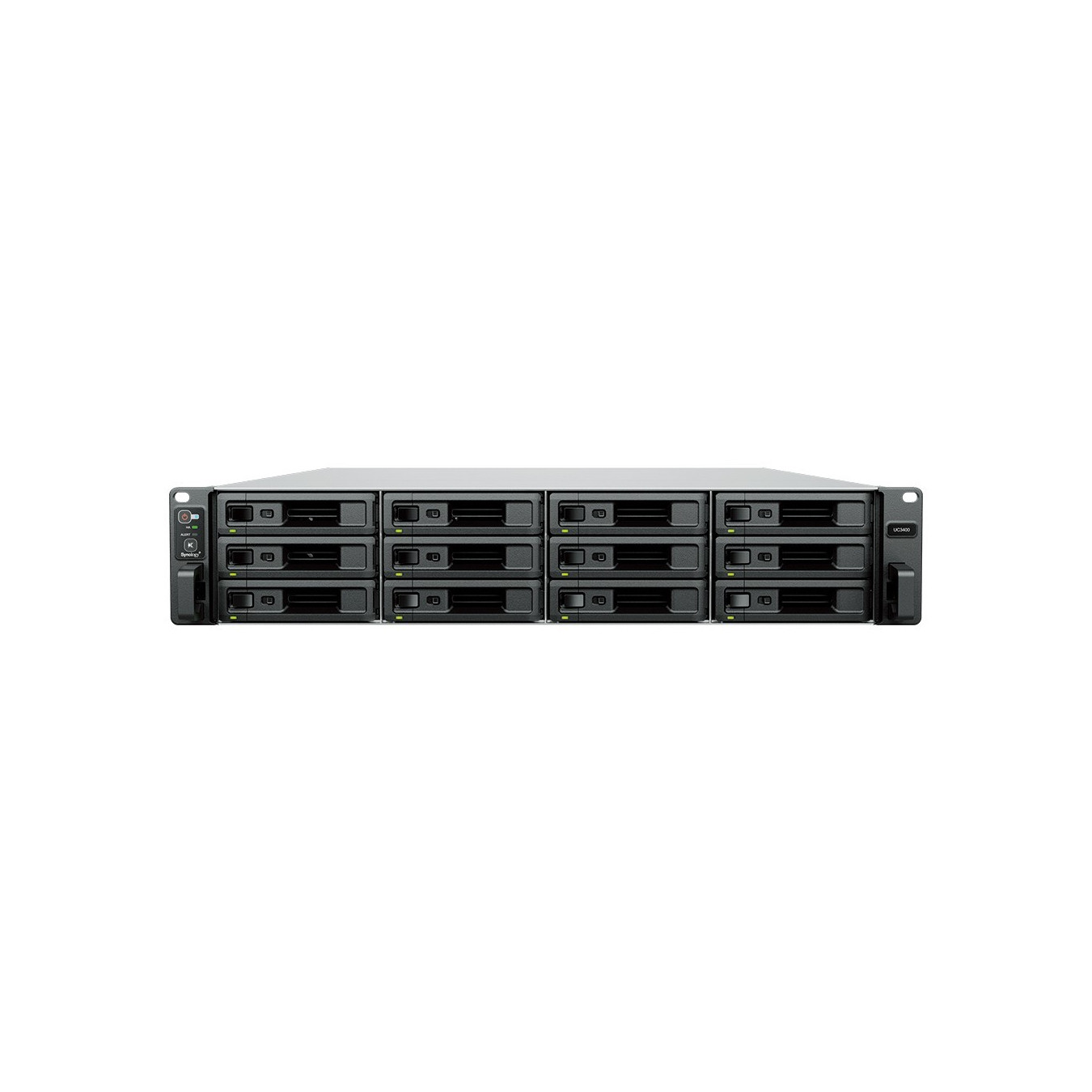 Synology UC3400 - 12-Bay 2U NAS Unified Controller - Intel Xeon D-1541 2.1/2.7GHz, 8GB DDR4, SAS, Redundant PSUs