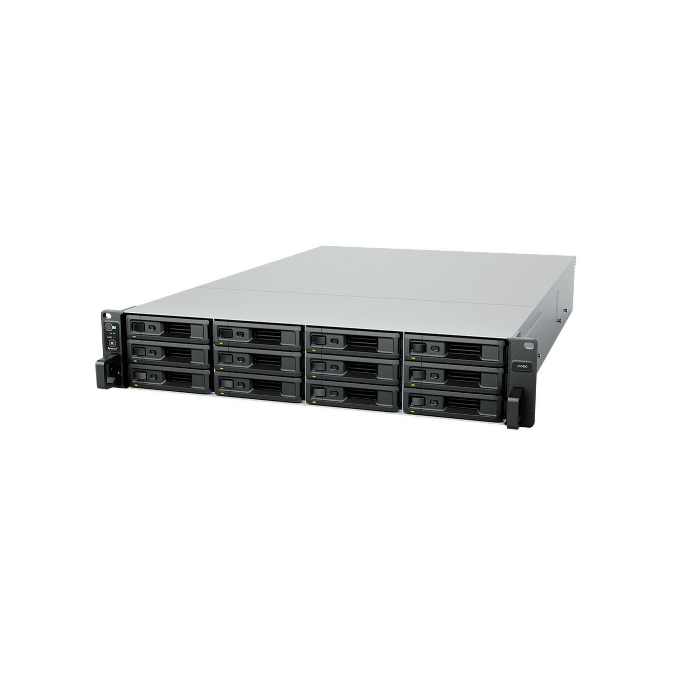 Synology UC3400 - 12-Bay 2U NAS Unified Controller - Intel Xeon D-1541 2.1/2.7GHz, 8GB DDR4, SAS, Redundant PSUs