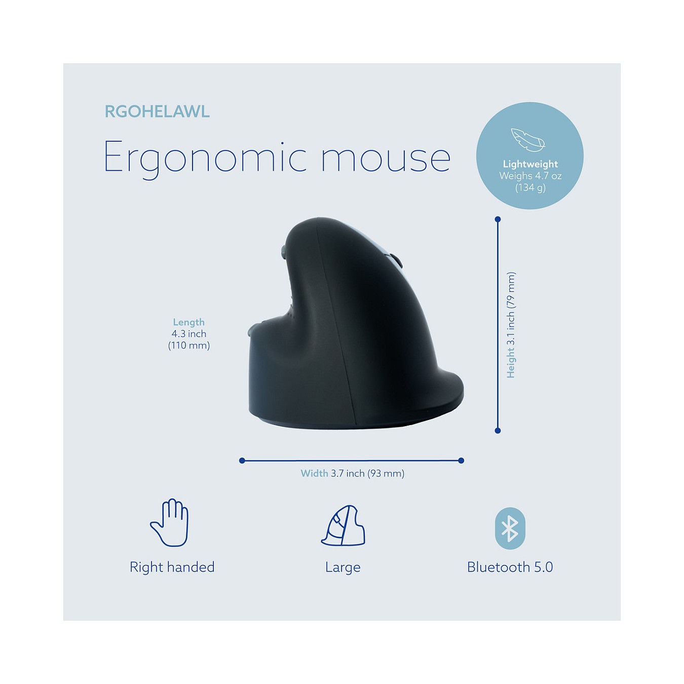 Buy R-GO HE Maus - ergonomische Maus, Größe L, für Rechtshänder, vertikale Maus, 4 Tasten, kabellos in Cyprus, Nicosia, Limassol