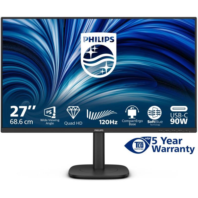 Buy Philips 27B2U3601 - 27-inch QHD IPS Monitor, 120Hz, 4ms, USB-C 90W, HDMI+DP,... in Cyprus, Nicosia, Limassol, Larnaka, Pafos