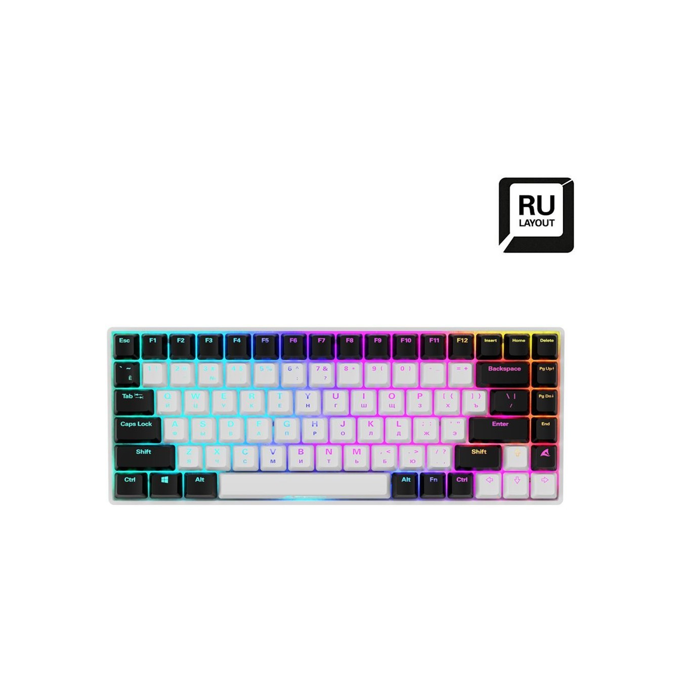 Sharkoon SKILLER SGK50 S3 - White Wired Mechanical Keyboard (Gateron Yellow, RU QWERTY, 75%, USB-C, RGB)