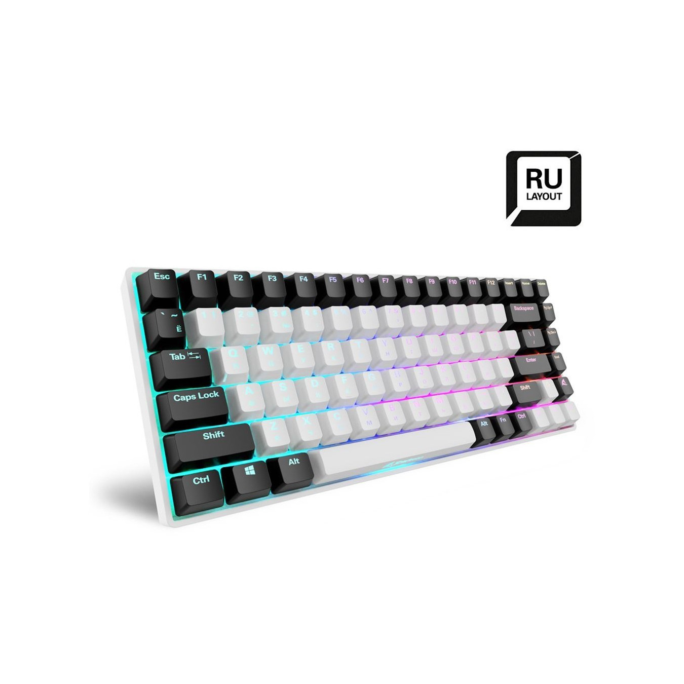 Sharkoon SKILLER SGK50 S3 - White Wired Mechanical Keyboard (Gateron Yellow, RU QWERTY, 75%, USB-C, RGB)