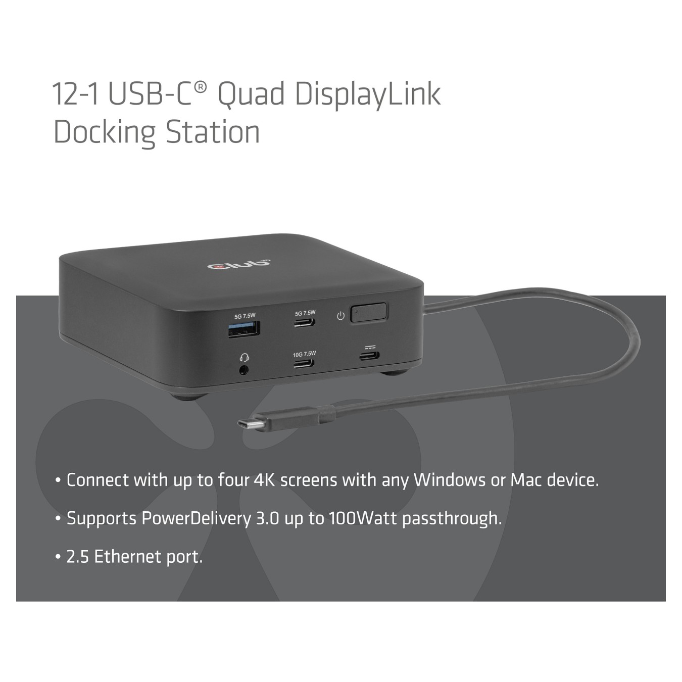 Buy Club3D USB-C 12in1-Dock to 2xDP 2xHDMI 3xUSB-C 8K30Hz PD100W in Cyprus, Nicosia, Limassol, Larnaka, Pafos