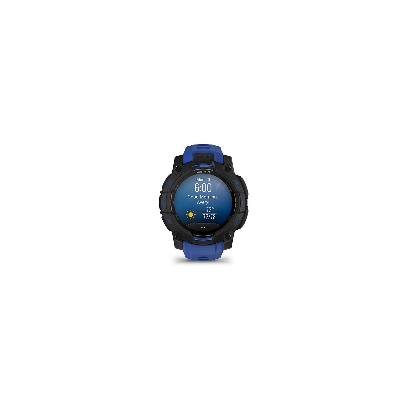 Buy Garmin Instinct® AMOLED black mit Silikon-Wechselarmband 22 mm bolt blue in Cyprus, Nicosia, Limassol, Larnaka, Pafos