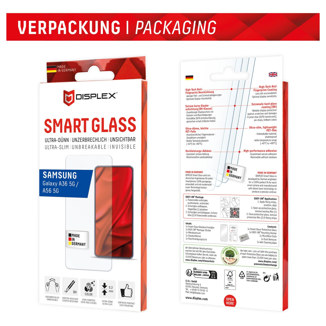 Buy DISPLEX Smart Glasschutzfolie für Samsung Galaxy A56 A36 Kratzer-resistent, ultra-dünn, Schmutzabweisend in Cyprus, Nicosia,