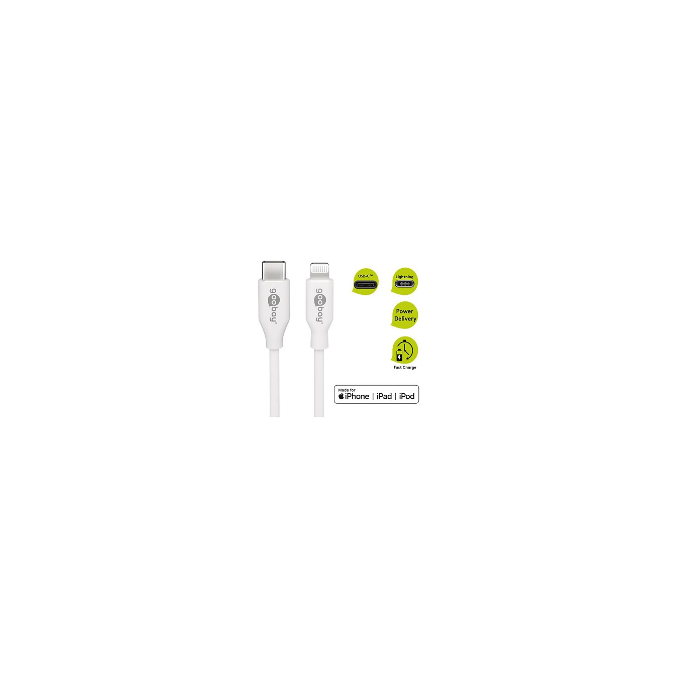 Buy Goobay Lightning - USB-C Kabel, 1,0 m, weiß in Cyprus, Nicosia, Limassol, Larnaka, Pafos
