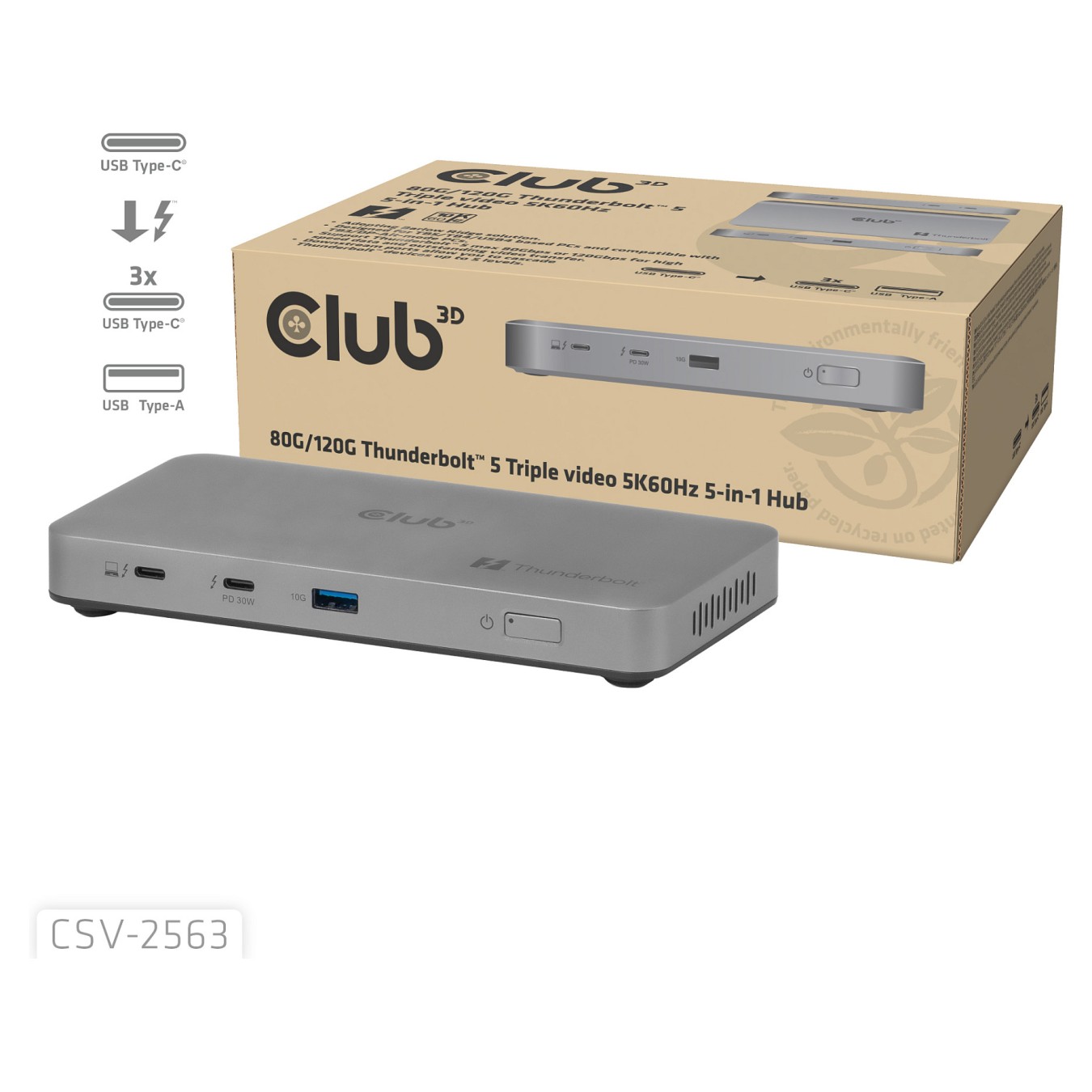 Buy Club 3D CSV-2563 5-1 ThunderboltTM 5 Hub 5K60Hz ThunderboltTM Share zertifiziert 180W in Cyprus, Nicosia, Limassol, Larnaka,
