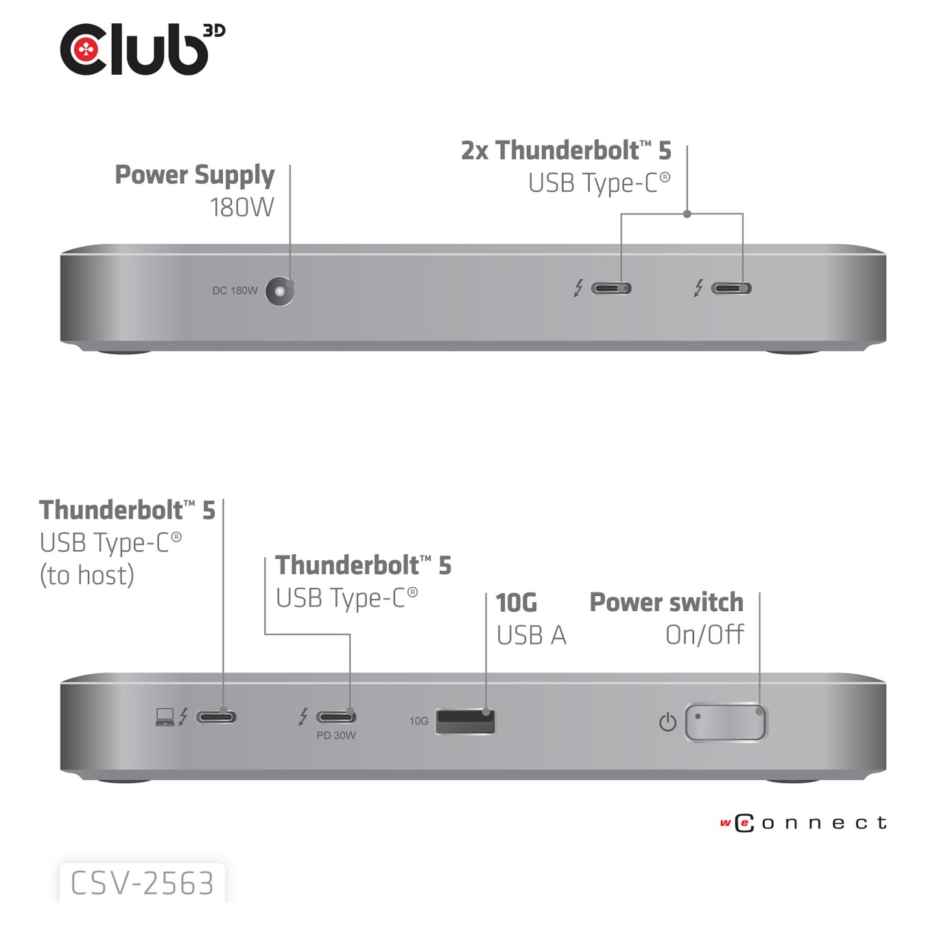 Buy Club 3D CSV-2563 5-1 ThunderboltTM 5 Hub 5K60Hz ThunderboltTM Share zertifiziert 180W in Cyprus, Nicosia, Limassol, Larnaka,