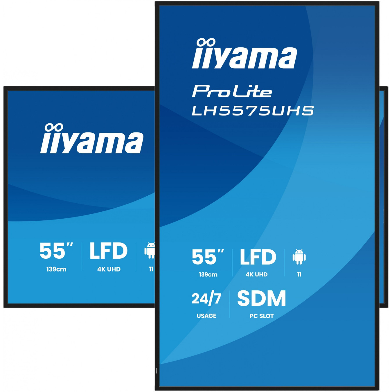 iiyama LH5575UHS-B2AG - 55\" 4K UHD Digital Signage Display, Android 11, 4GB/32GB, 3x HDMI + DP, Wi-Fi, Black