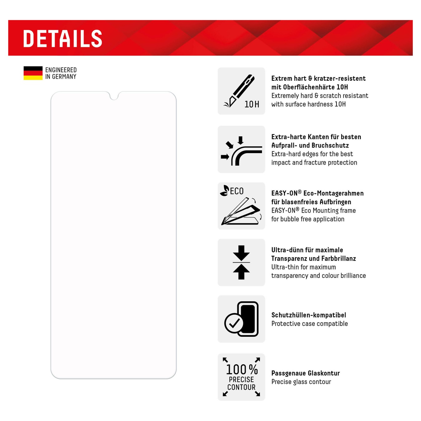 Buy DISPLEX Panzerglas 2D Clear (10H) für Samsung Galaxy A34 Eco-Montagerahmen. Tempered Glas. kratzer-resistente Schutzf... in 