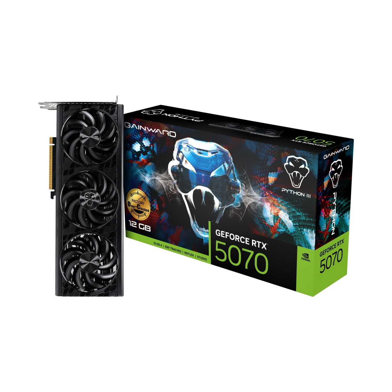 Gainward GeForce RTX 5070 Python III OC - 12GB GDDR7, 2542MHz Boost, Black, PCIe 5.0 — Buy in Cyprus with Fast Delivery